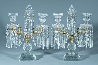 Appraisal: Pair bronze and crystal candelabra possibly Baccarat in All four