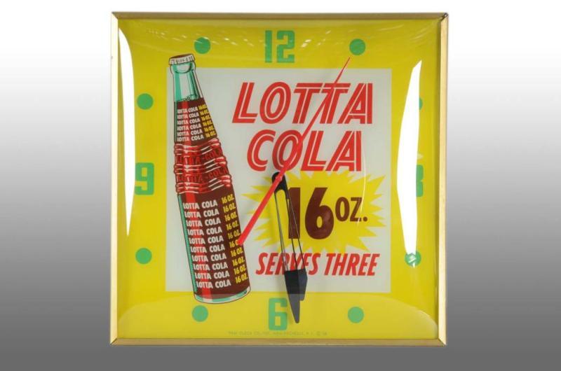 Appraisal: Lotta Cola Pam Light-Up Clock Description Strong color with case