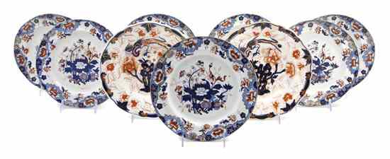 Appraisal: A Set of Seven Spode Imari Style Dinner Plates with