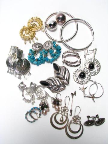 Appraisal: Lot of Fourteen Pairs Sterling Silver Earrings weighing approximately grams