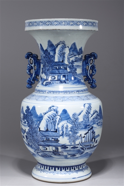 Appraisal: Chinese blue and white porcelain vase with landscape designs and