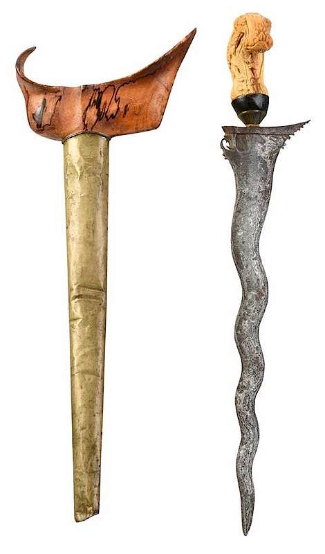 Appraisal: Kris Dagger with Carved Hilt Indonesian possibly th century sinuous