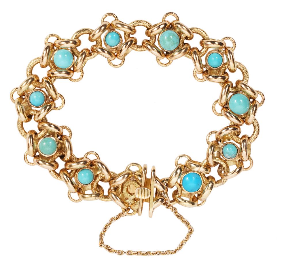 Appraisal: Turquoise and K YG Link Bracelet K yellow gold turquoise