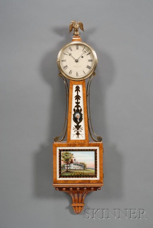 Appraisal: Mahogany Patent Timepiece or Banjo Clock by Foster Campos Pembroke