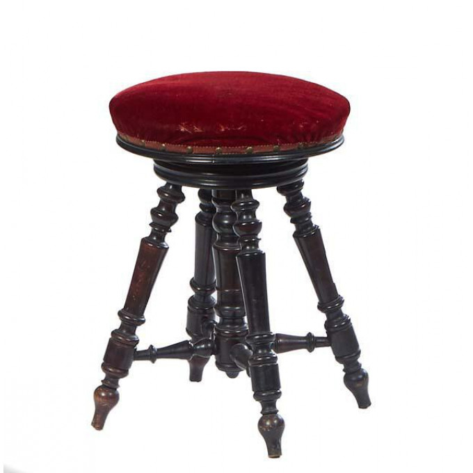 Appraisal: French Ebonized Adjustable Piano Stool late th c the circular