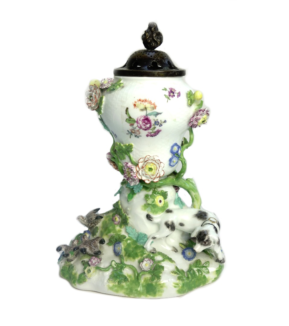 Appraisal: A Meissen pot pourri vase circa the basket moulded pear