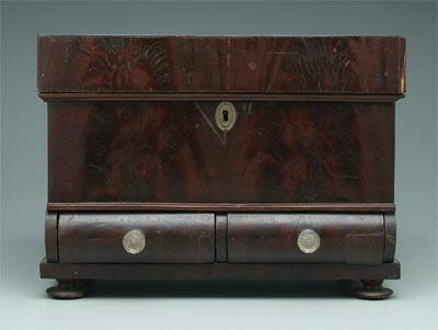 Appraisal: Classical silver chest bookmatched mahogany veneers with pine secondary lift