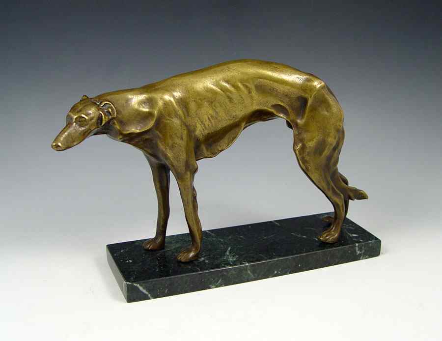 Appraisal: BRONZE RUSSIAN WOLFHOUND SIGNED GEMIGNAMI Made in Austria ''h x