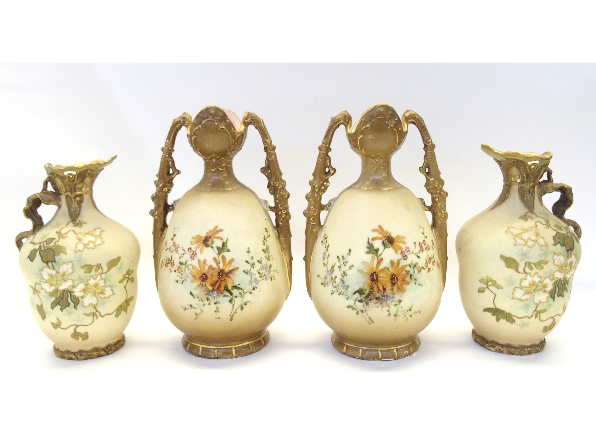 Appraisal: Two Viennese porcelain and enamelled ewers and two double-handled vases