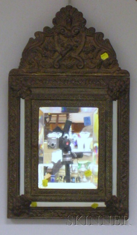 Appraisal: Repousse Brass Mirror Cabinet lg in Good with finish wear