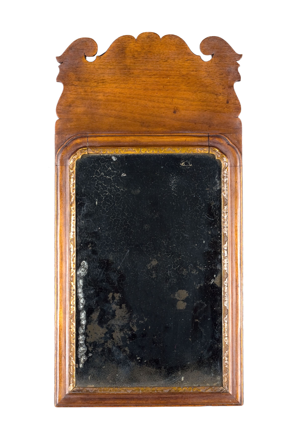 Appraisal: QUEEN ANNE MIRROR WITH SHAPED CREST AND MOLDED SLIP CENTERING