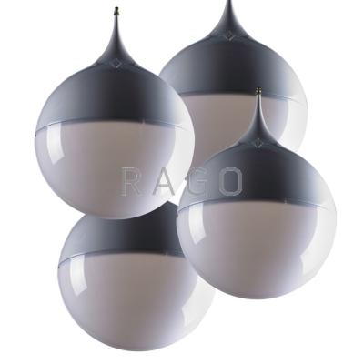 Appraisal: CLAESSON BRINGZEN Four spherical pendant fixtures Sweden s Enameled metal