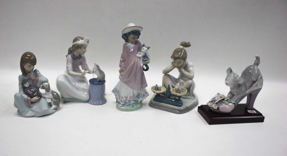 Appraisal: FIVE LLADRO PORCELAIN FIGURINES includes How You've Grown sculptor Regino