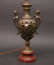 Appraisal: Decorative Bronze Lamp with Marble Base Decorative bronze lamp features