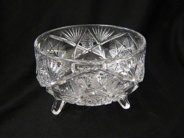 Appraisal: Cut Glass Footed Bowl feathered star design diameter tall brilliant