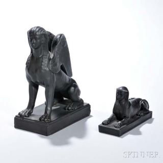 Appraisal: Two Wedgwood Black Basalt Models of Sphinxes England th century