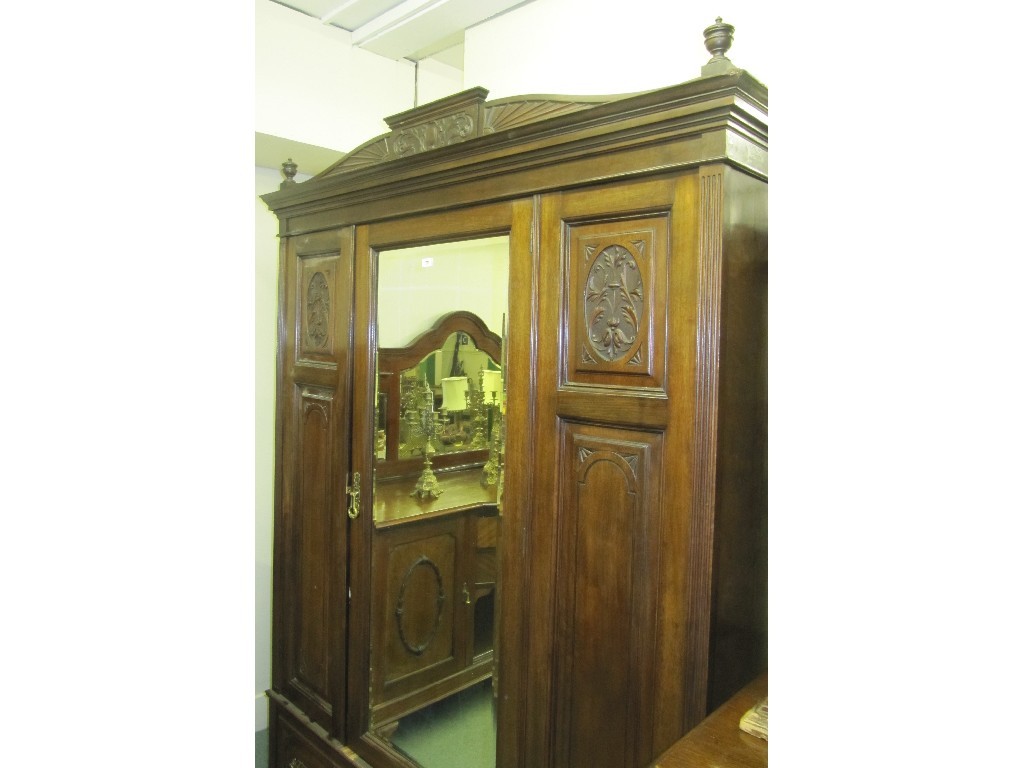 Appraisal: Victorian mahogany mirror door wardrobe