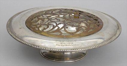 Appraisal: R BLACKINGTON CO PRESENTATION SILVER ROLL-OVER CENTERPIECE Inscribed - the