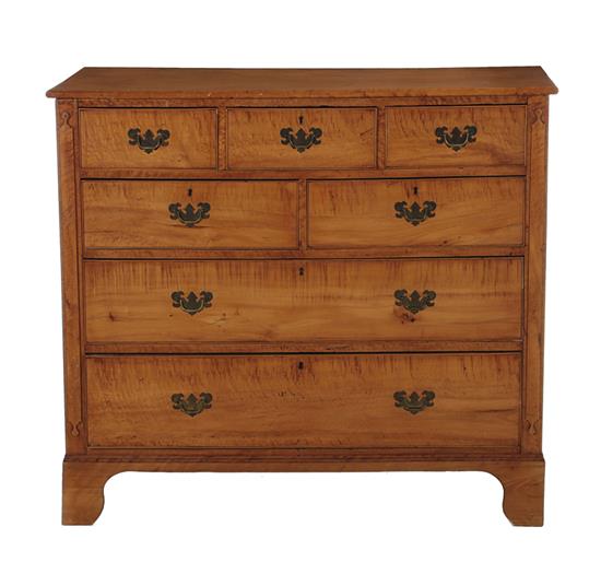 Appraisal: American tiger maple chest of drawers circa five short and