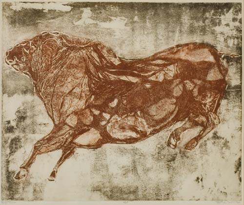 Appraisal: BETYE SAAR - Toro Rojo Color etching and aquatint x