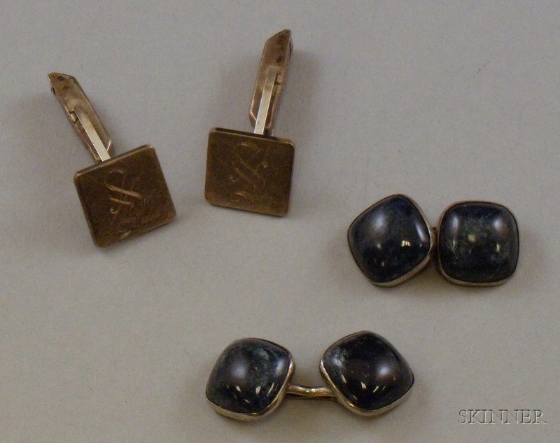 Appraisal: Two Pairs of Modernist Sterling Silver Cuff Links including an