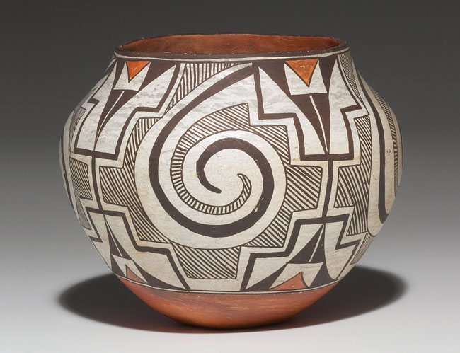 Appraisal: Acoma olla painted designs in black and red signed Acoma