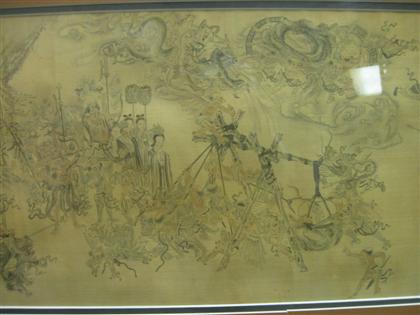 Appraisal: ANONYMOUS chinese th century CELESTIAL PROCESSION Hand scroll fragment wash