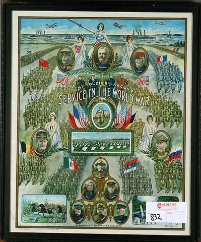 Appraisal: H Stratton Lithograph Service in the World War Framed x