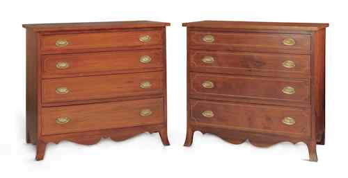 Appraisal: Pair of diminutive Hepplewhite style cherry chests of drawers h