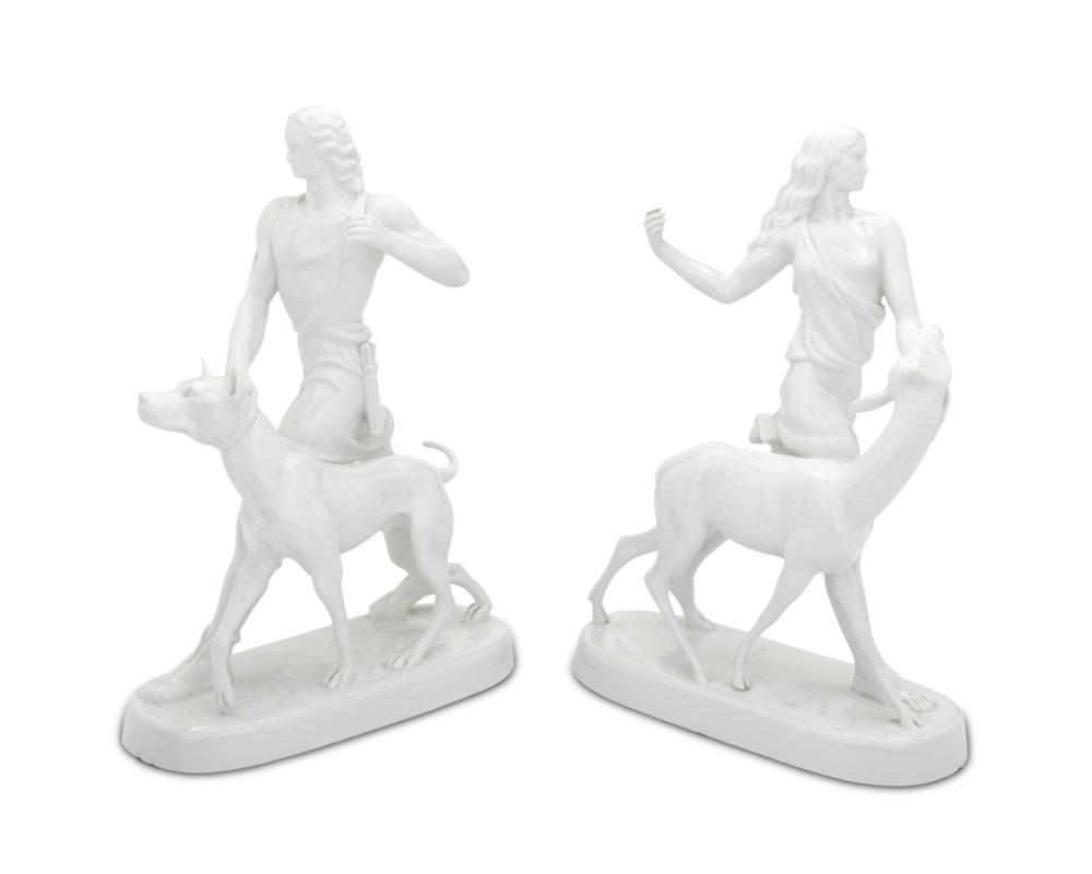 Appraisal: Two Augarten Wien porcelain figures Circa Each signed F Opitz