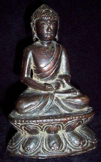 Appraisal: A bronze figure of Buddha probably th Century cm high