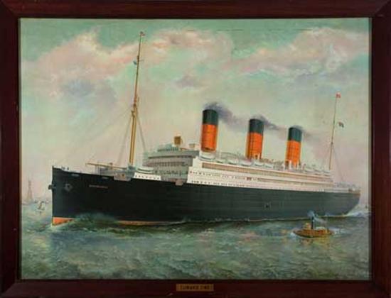 Appraisal: CUNARD LINE Berengaria Berengaria Chromolithograph on tin picturing the ship