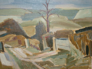 Appraisal: Attributed to Leslie Woollaston - - Country Lane oil on