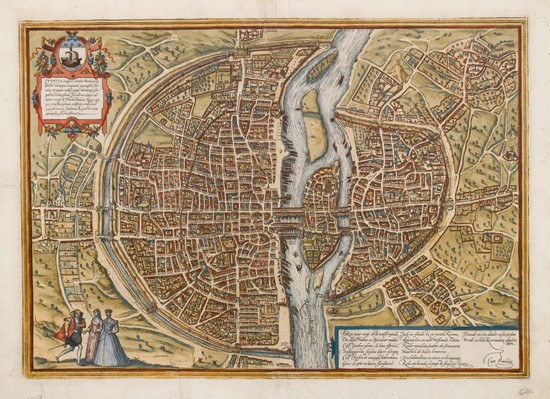 Appraisal: PARIS Braun and Hogenberg Lutetia Double-page engraved city plan x