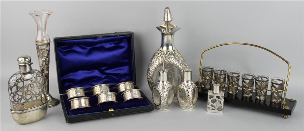 Appraisal: BOXED SET OF SIX ENGLISH SILVER NAPKIN RINGS AND A