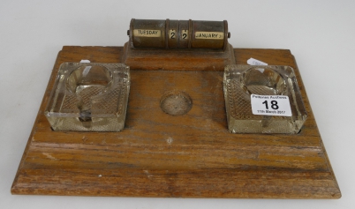 Appraisal: Oak and Brass Revolving Desk Calendar