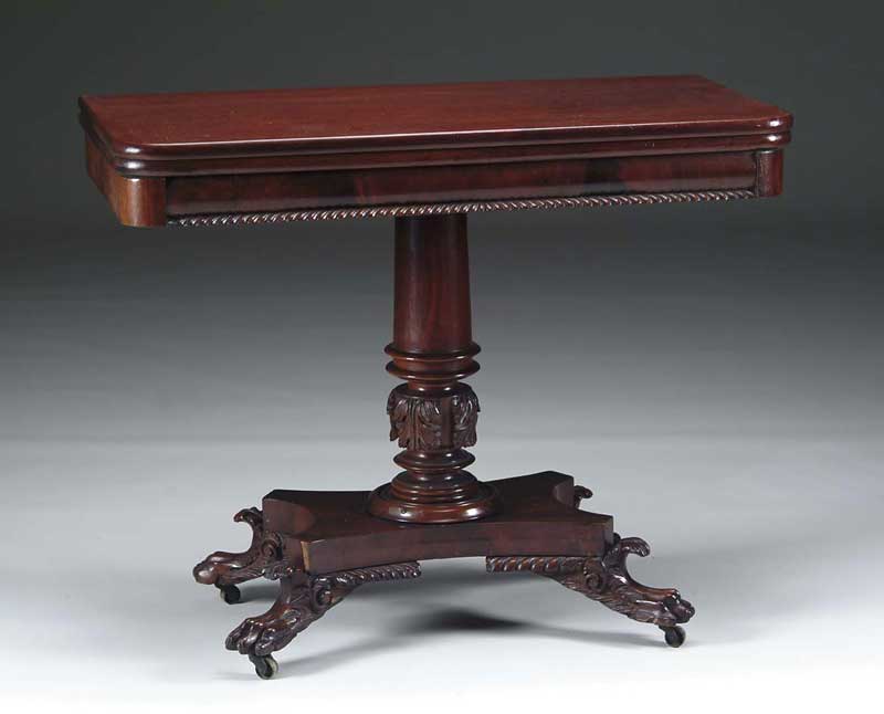 Appraisal: FINE MAHOGANY PHILADELPHIA CARD TABLE The rounded corner flip over