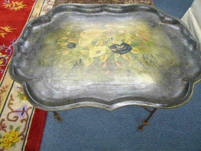 Appraisal: Tole Decorated Tray with later stand