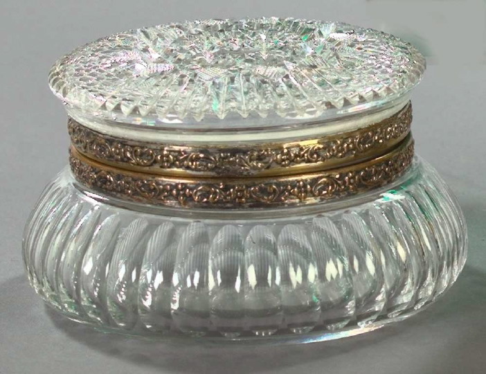 Appraisal: C F Monroe Silverplate-Mounted Brilliant-Cut Glass Powder Box fourth quarter