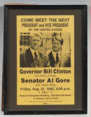 Appraisal: Bill Clinton Autographed Campaign Flyer Yellow paper with black printing