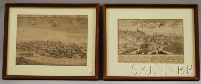 Appraisal: Two Framed th Century Printed Views of Prague one a