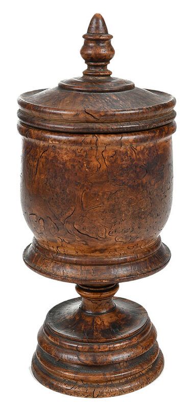 Appraisal: Lidded Burlwood Wassail Cup British Continental th th century deep