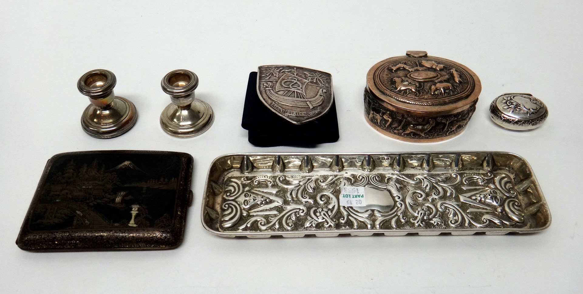 Appraisal: Silver comprising a rectangular small tray with embossed decoration Birmingham