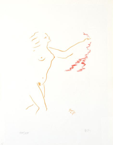 Appraisal: JEAN COCTEAU FRENCH - Nu au Voile lithograph JEAN COCTEAU