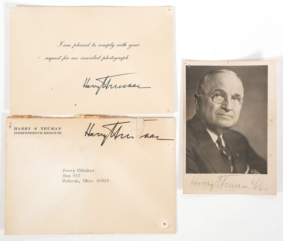 Appraisal: Signed x - photo of Harry Truman dated Unconditionally guaranteed