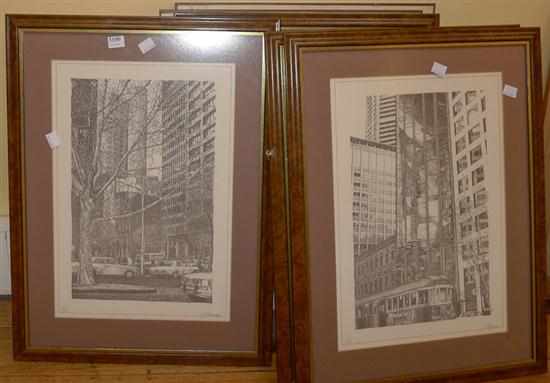 Appraisal: A SET OF PRINTS DEPICTING COLLINS STREET MELBOURNE