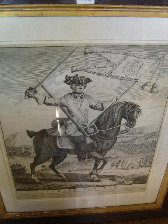 Appraisal: A mid th century black and white engraving An equestrian