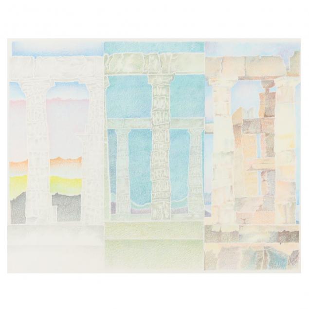 Appraisal: JOHN CLEMMER AMERICAN - TEMPLE OF POSEIDON SOUNION Colored pencil