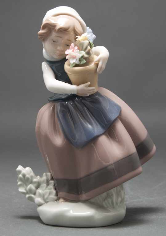 Appraisal: Lladro porcelain figure of a girl holding a flowerpot blue