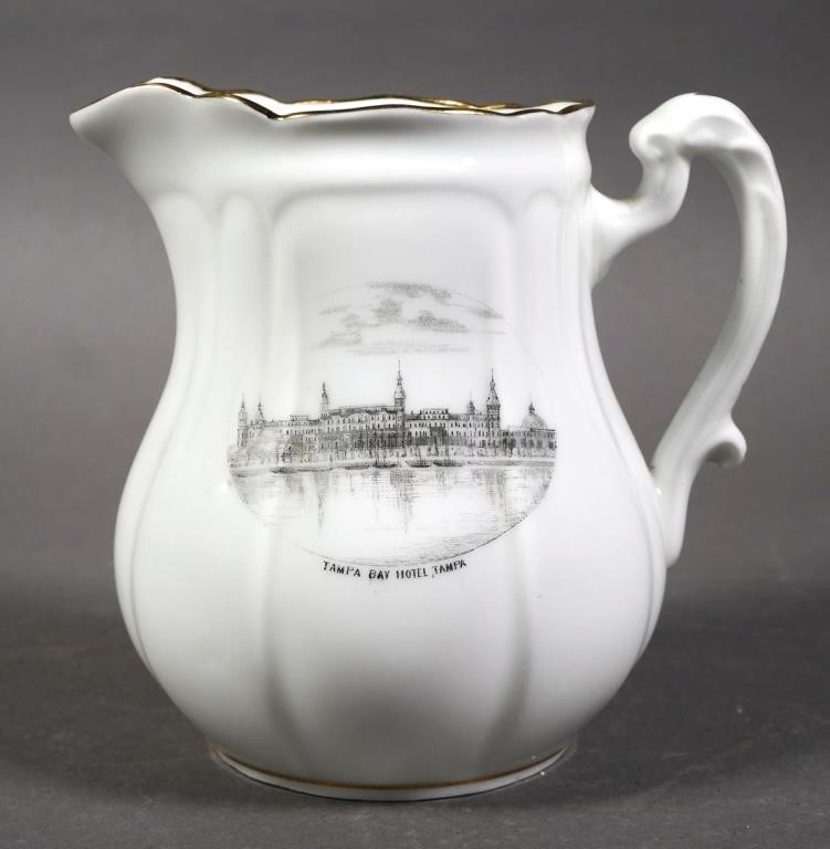 Appraisal: TAMPA BAY HOTEL PORCELAIN MILK PITCHERCeramic jug with two depictions